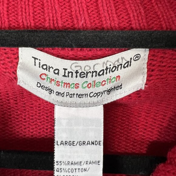 Vintage Tiara International Christmas reindeer full zip sweater woman's size XL - Picture 5 of 10